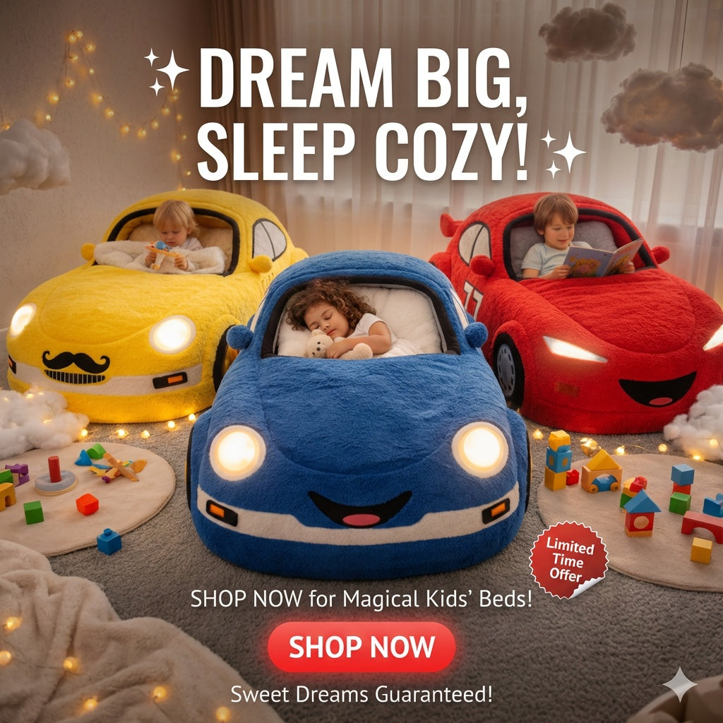 Kids Car-Shaped Sleeping Bag Bed – Soft Plush Floor Bed for Toddlers & Kids